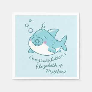 Cute Shark Baby Shower Kawaii Blue Boy Napkin