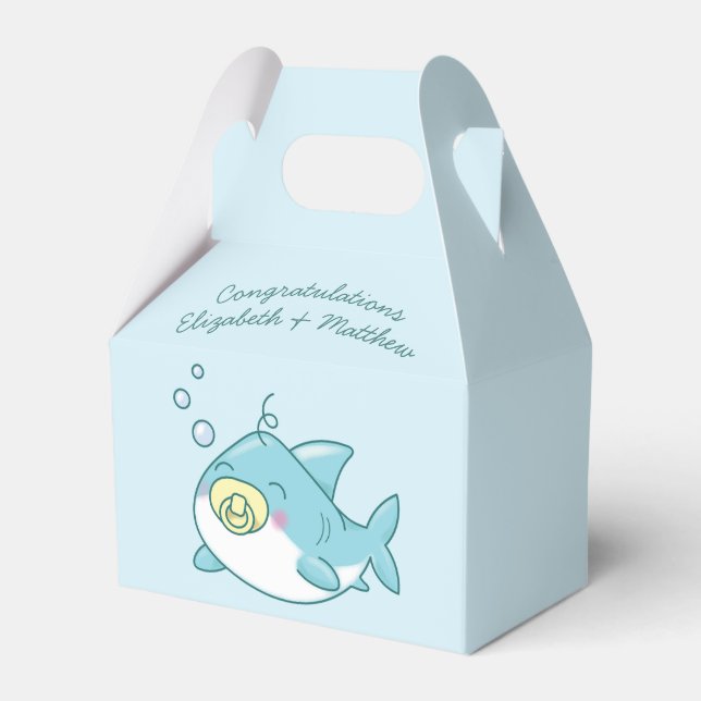 Cute Shark Baby Shower Kawaii Favor Box (Front Side)