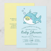 Cute Shark Baby Shower Kawaii Invitation