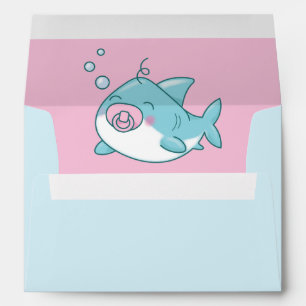 Cute Shark Baby Shower Kawaii Pink Girl Envelope