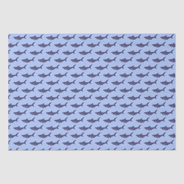 Cute Shark Baby Watercolor Blue Birthday Kids  Tissue Paper (Front)