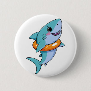 Cute Shark Baby With Float Kids 2 Inch Round Button