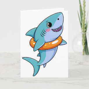 Cute Shark Baby With Float Kids Card