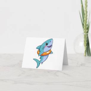 Cute Shark Baby With Float Kids Thank You Card