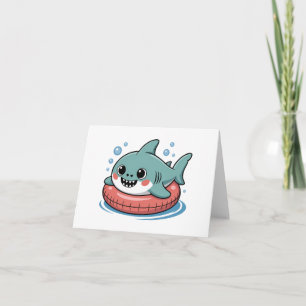 Cute Shark Baby With Float   Kids Thank You Card