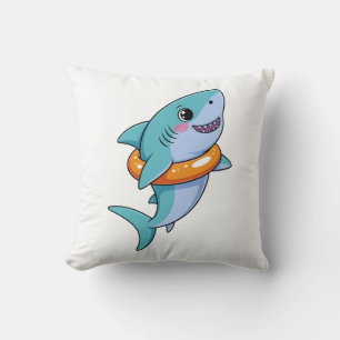 Cute Shark Baby With Float Kids Throw Pillow