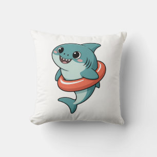 Cute Shark Baby With Float Kids Throw Pillow