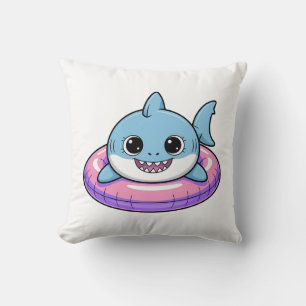 Cute Shark Baby With Float Kids Throw Pillow