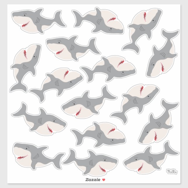 Cute Shark Bait Cartoon Sharks Character Vinyl (Sheet)