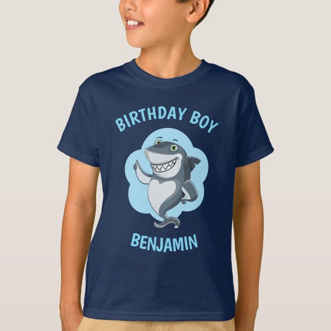 Cute Shark Birthday Party T-Shirt (Front)