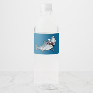 Cute Shark Birthday Party Water Bottle Label
