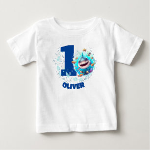 Cute Shark Birthday Personalized Boy Baby T-Shirt