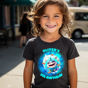 Cute Shark Birthday Personalized Boy Toddler T-shirt