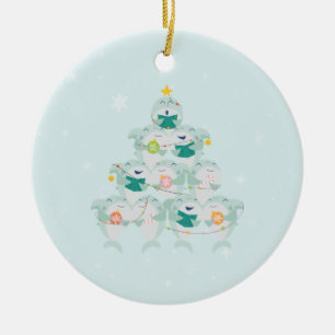 Cute Shark Christmas Tree Ceramic Ornament
