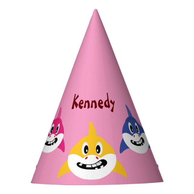 Cute Shark 🦈 Fun Fab Kids Super Ocean Birthday Party Hat (Front)