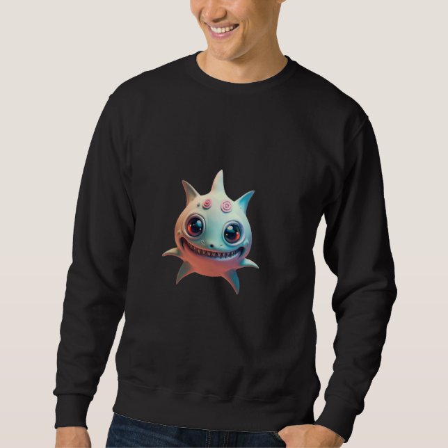 Cute SHARK, Fun, Smiling, Funny Fish, Adorable Art Sweatshirt (Front)
