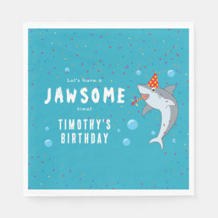 Cute Shark in Ocean Kids Birthday Party Napkin