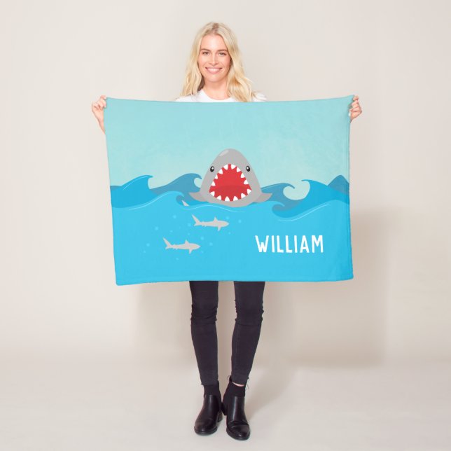 Cute Shark in Water | Boys Fleece Blanket (In Situ)