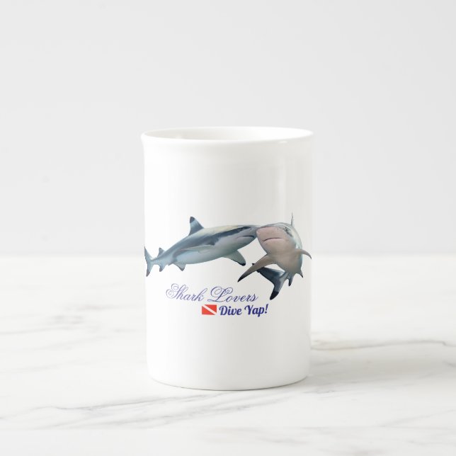 Cute Shark lovers Shot Glass Bone China Mug (Front)