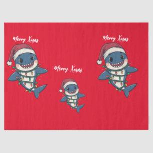 Cute Shark Merry Christmas tree winter Xmas Tissue Paper