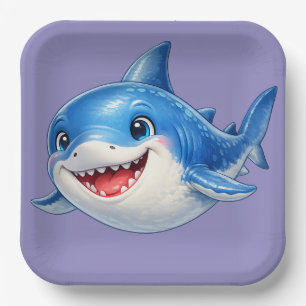 Cute Shark Minimalist Ocean Illustration Paper Plate