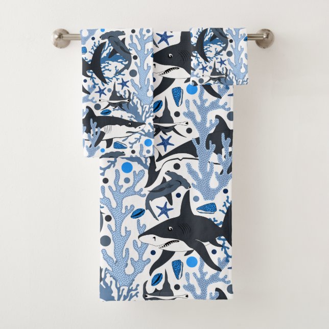 Cute shark pattern Bath towel set (Insitu)