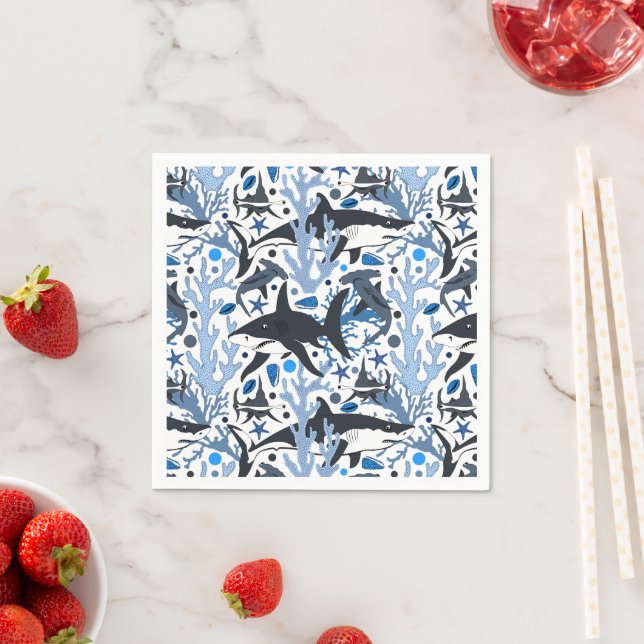 Cute shark pattern beach party  napkin (Insitu)