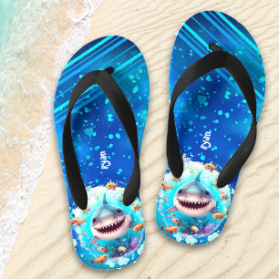 Cute Shark Personalized Boys' Kid's Flip Flops