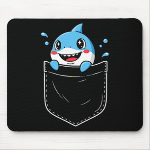 Cute Shark Pocket Meme Funny Mouse Pad