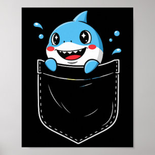 Cute Shark Pocket Meme Funny Poster