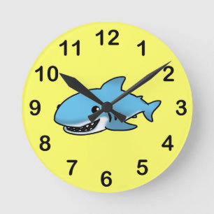 Cute shark round clock
