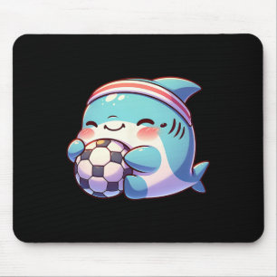 Cute Shark Soccer Player Kawaii Footbyll Athlete Mouse Pad