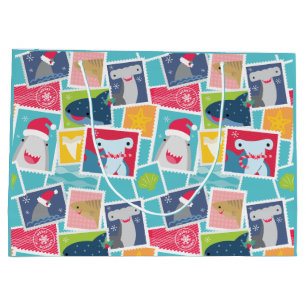 Cute Shark Species Christmas  Large Gift Bag