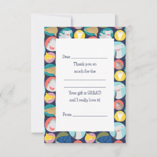 Cute Shark Species Fill In  Thank You Card