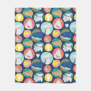 Cute Shark Species Fleece Blanket