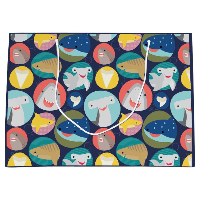 Cute Shark Species Large Gift Bag (Front)