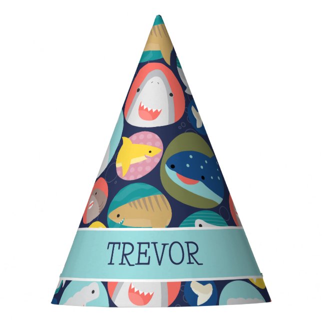 Cute Shark Species Name Party Hat (Front)