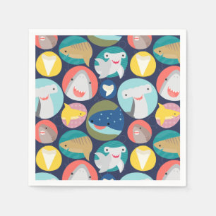 Cute Shark Species Napkin