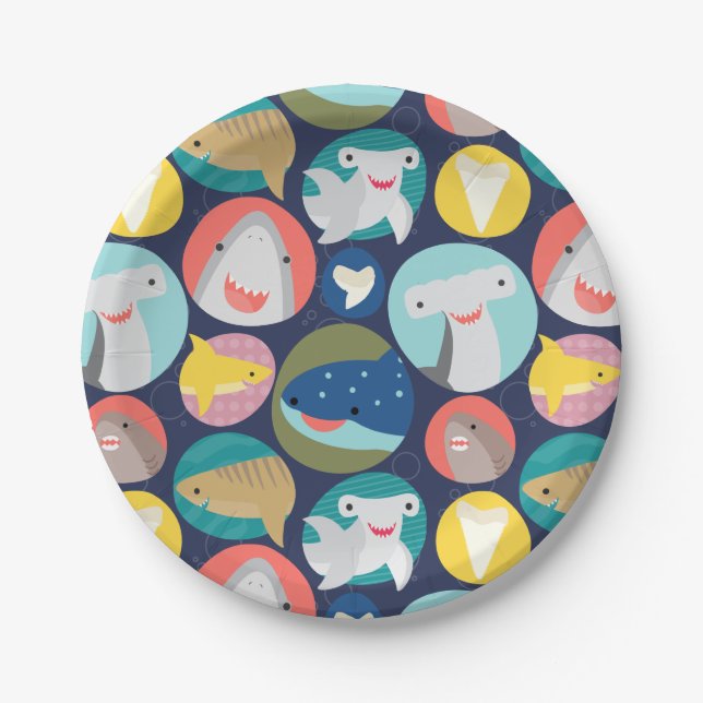 Cute Shark Species Paper Plate (Front)