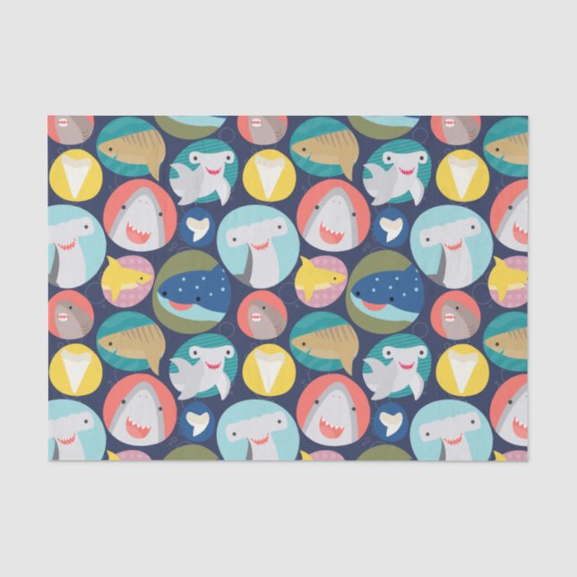 Cute Shark Species Tissue Paper (Front)