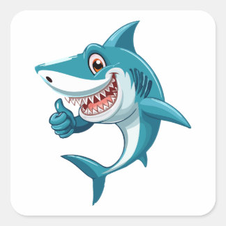 Cute shark square sticker