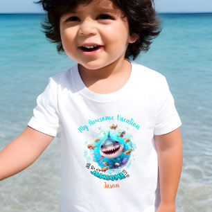 Cute Shark Summer Vacation Personalized Boy  Toddler T-shirt