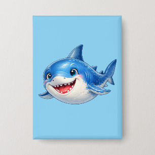 Cute Shark with Big Eyes Happy Ocean Animal Illust
