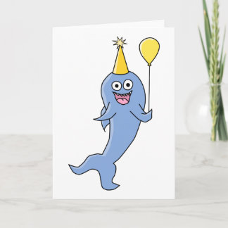 Cute Shark with Birthday Balloon. Card