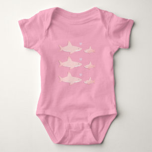 Cute Sharks Pink Baby Bodysuit