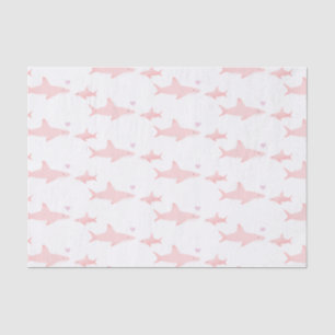 Cute Sharks Pink White   Baby Shower Tissue Paper