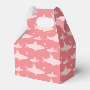 Cute Sharks Solid Pink Background   Baby Shower Favor Box