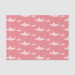 Cute Sharks Solid Pink Background   Baby Shower Tissue Paper