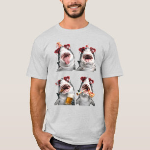Cute Sharks with Hearts Sunglasses Funny Valentine T-Shirt
