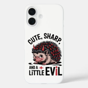 Cute, Sharp, and a Little Evil – Funny Hedgehog iPhone 16 Case